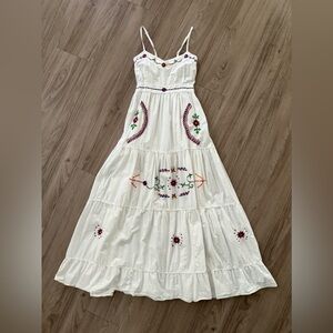 Embroidered White Maxi Dress